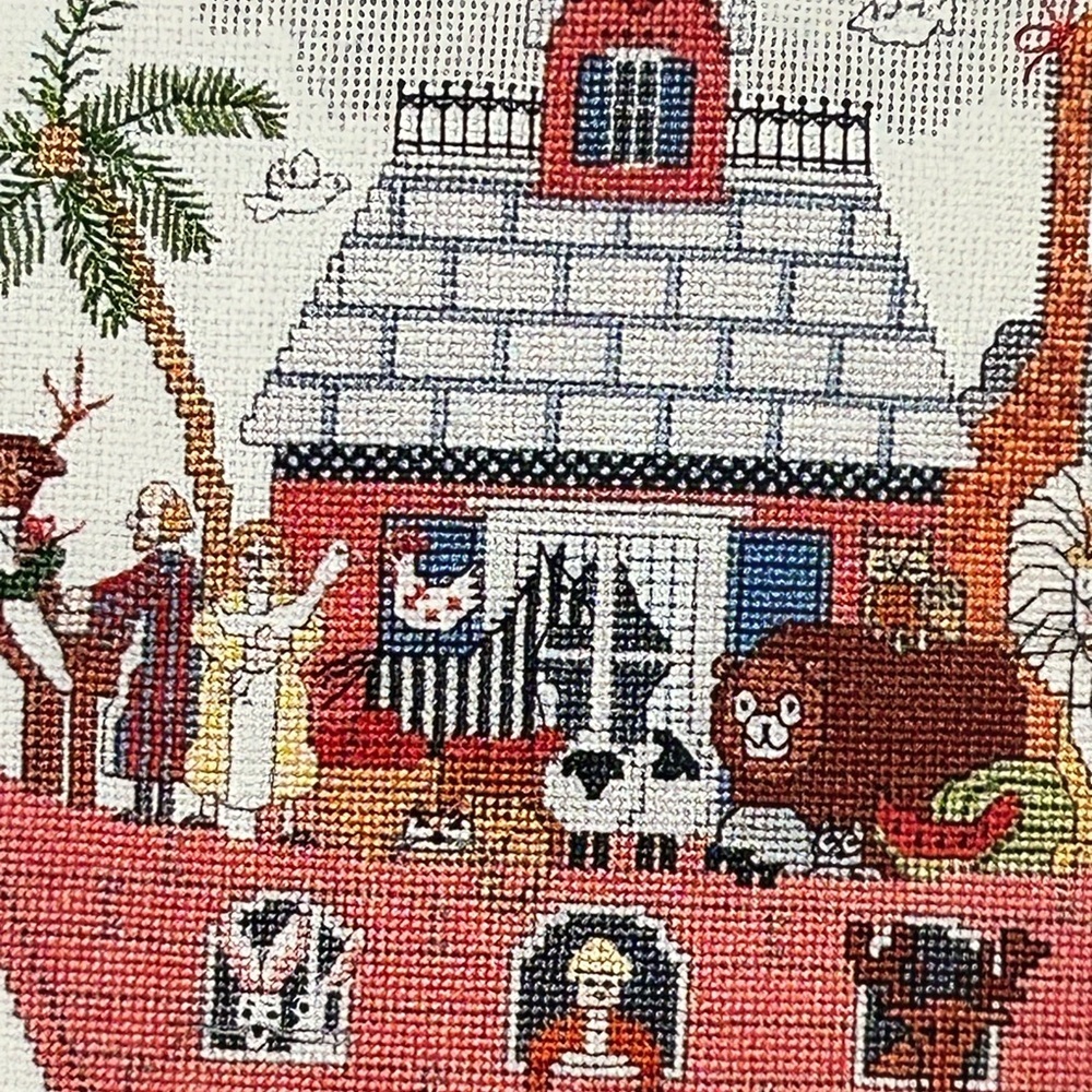 Colorful Needlepoint Tapestry Noah Arc for baby’s room decor